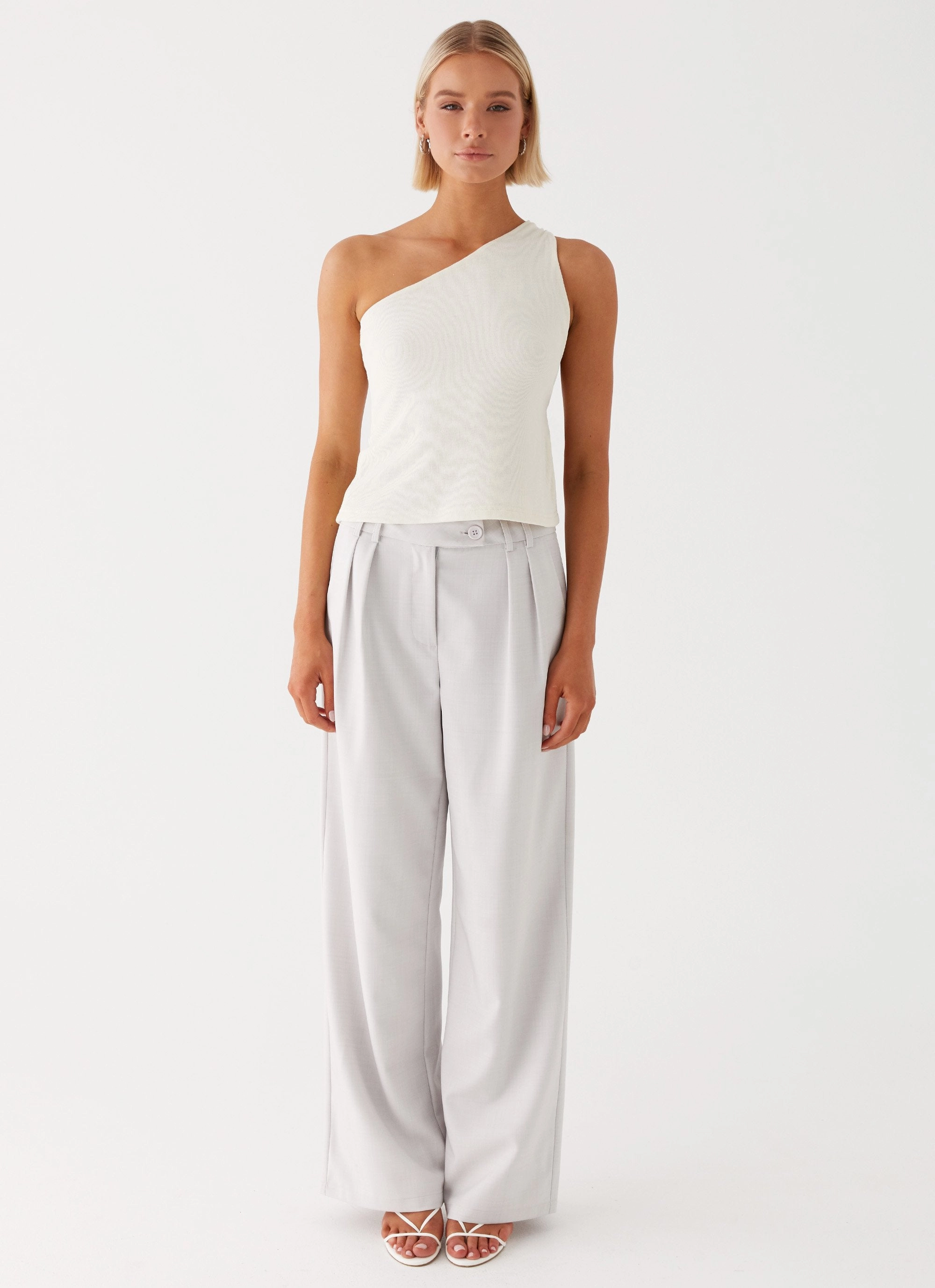 Safiya One Shoulder Top - White HighNeckline