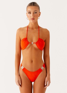 Saint Lucia Bikini Bottom - Orange LowFriction Zipper Guards