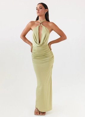Samara Halterneck Maxi Dress - Sage Day-To-Night Wear