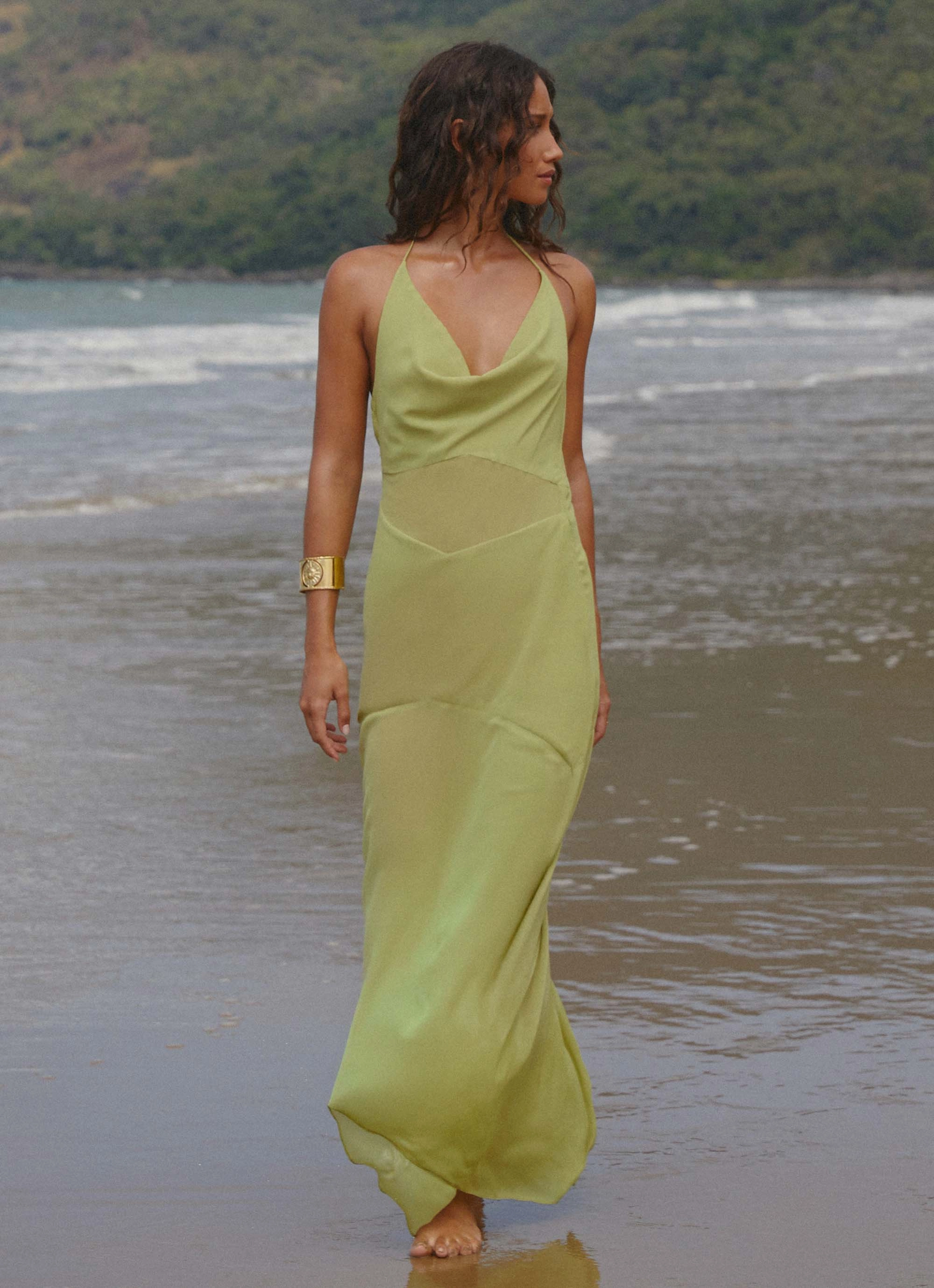 Sheer Element Vibrant color Samoa Maxi Dress - Lime