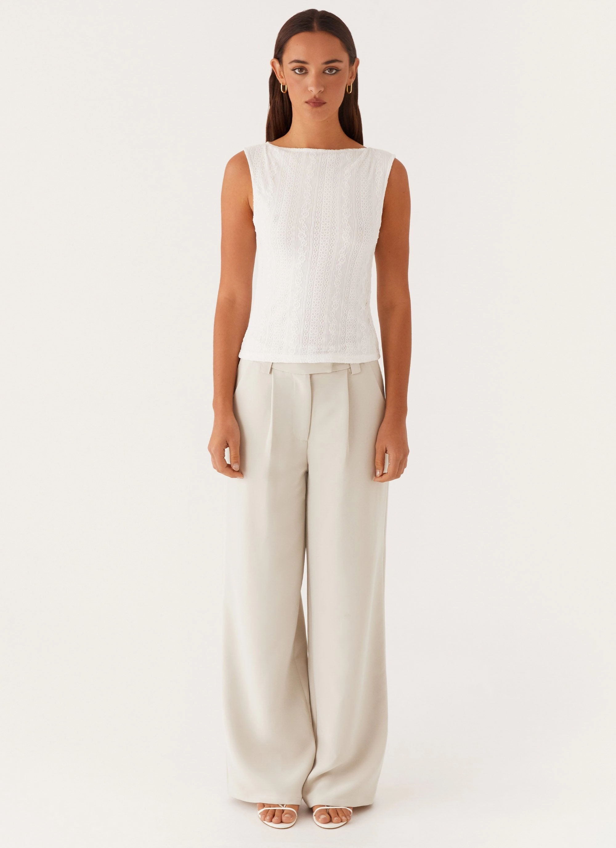 Sandi Tank Top - White Bonded Seam Innovation Double Layered Hem