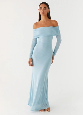 Cocoa Long Sleeve Maxi Dress - Blue All Purpose Tailored Style