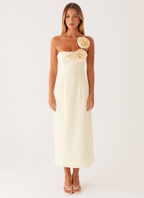 Grass Soft Influencer-Style Sweetpea Midi Dress - Yellow