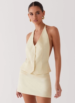QuickDry HighDurabilityWeave Sarah Halterneck Vest Top - Butter
