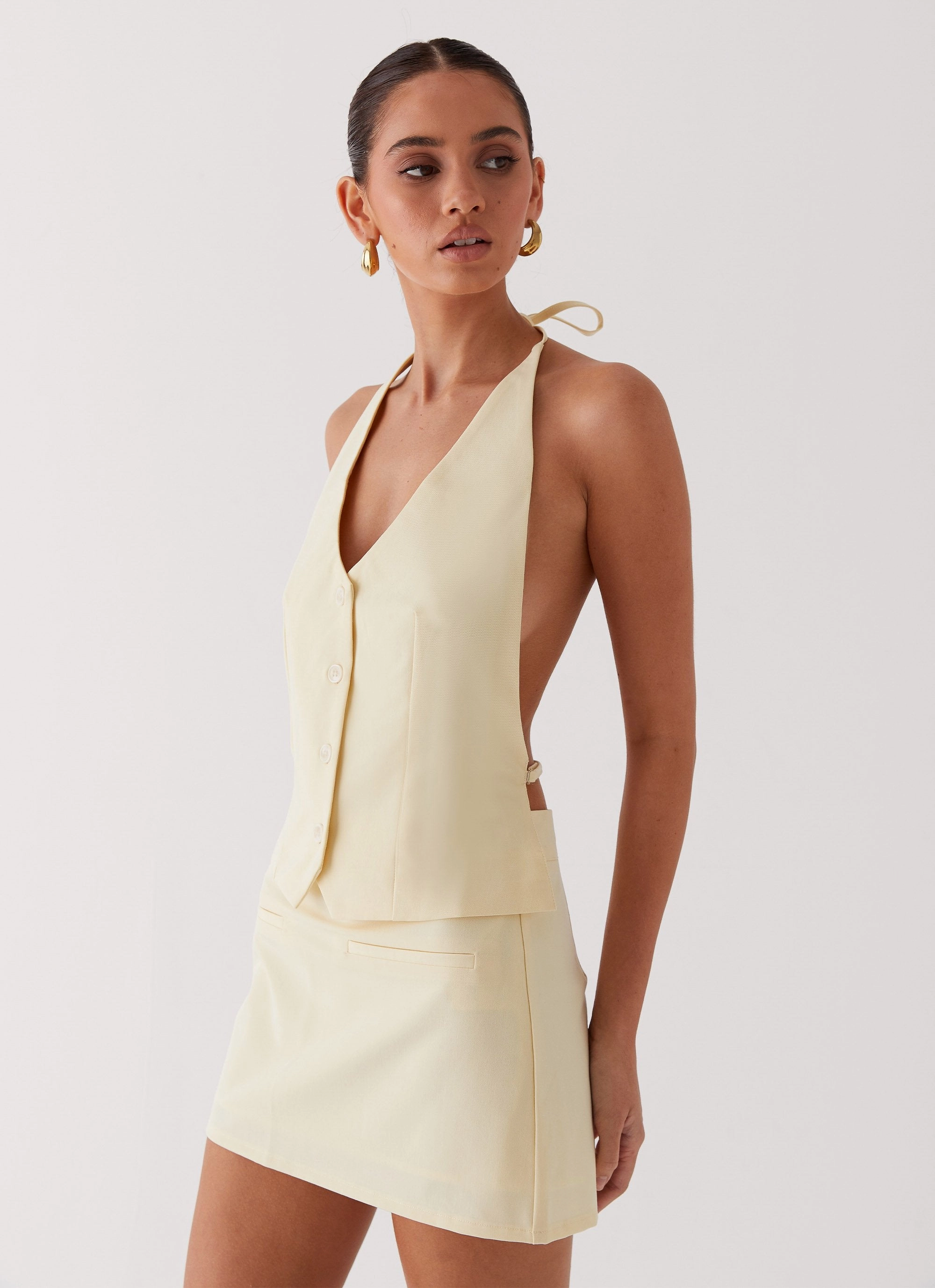 Sarah Halterneck Vest Top - Butter Tencel Lyocell Fiber