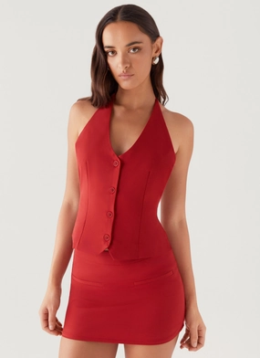 Sarah Mini Skirt - Ruby Red BreathableLining Performance Design