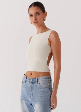 Saskie Crop Top - Ivory Glow In The Dark Accent Trim