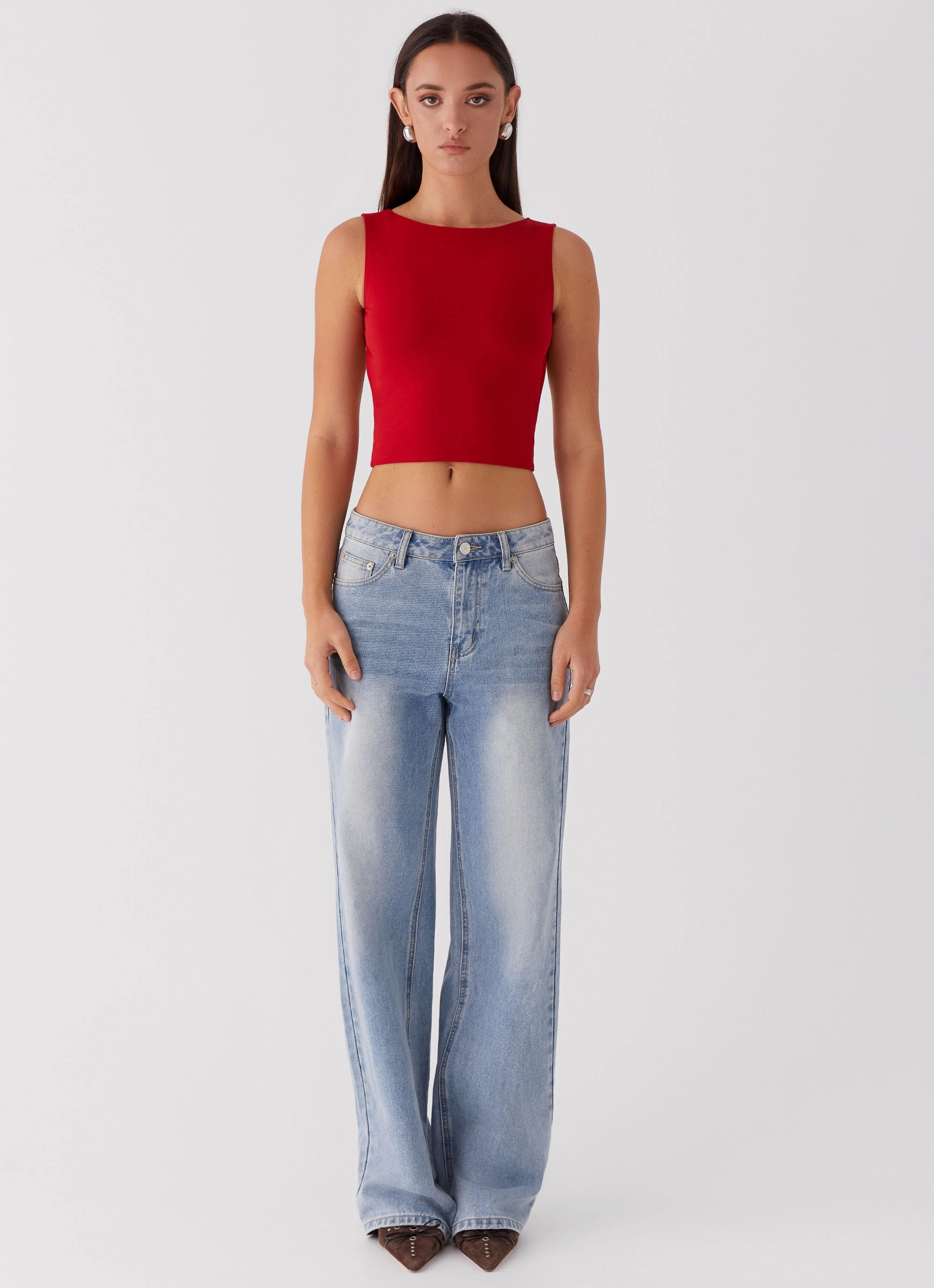 Saskie Tie Top - Ruby Red Retro Style