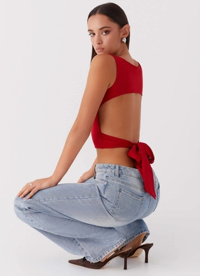 ReinforcedEdges Reflective Trims Saskie Tie Top - Ruby Red
