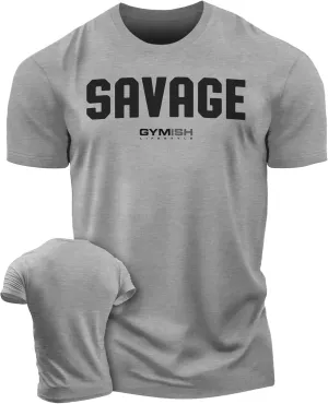 Savage Men's Workout Shirt for Men, Gym Funny Deadlift Lifting T-Shirt