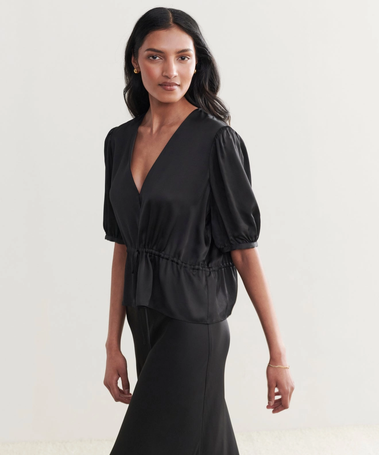 Layered Neckline Details FlexibleKnit Sawyer Blouse