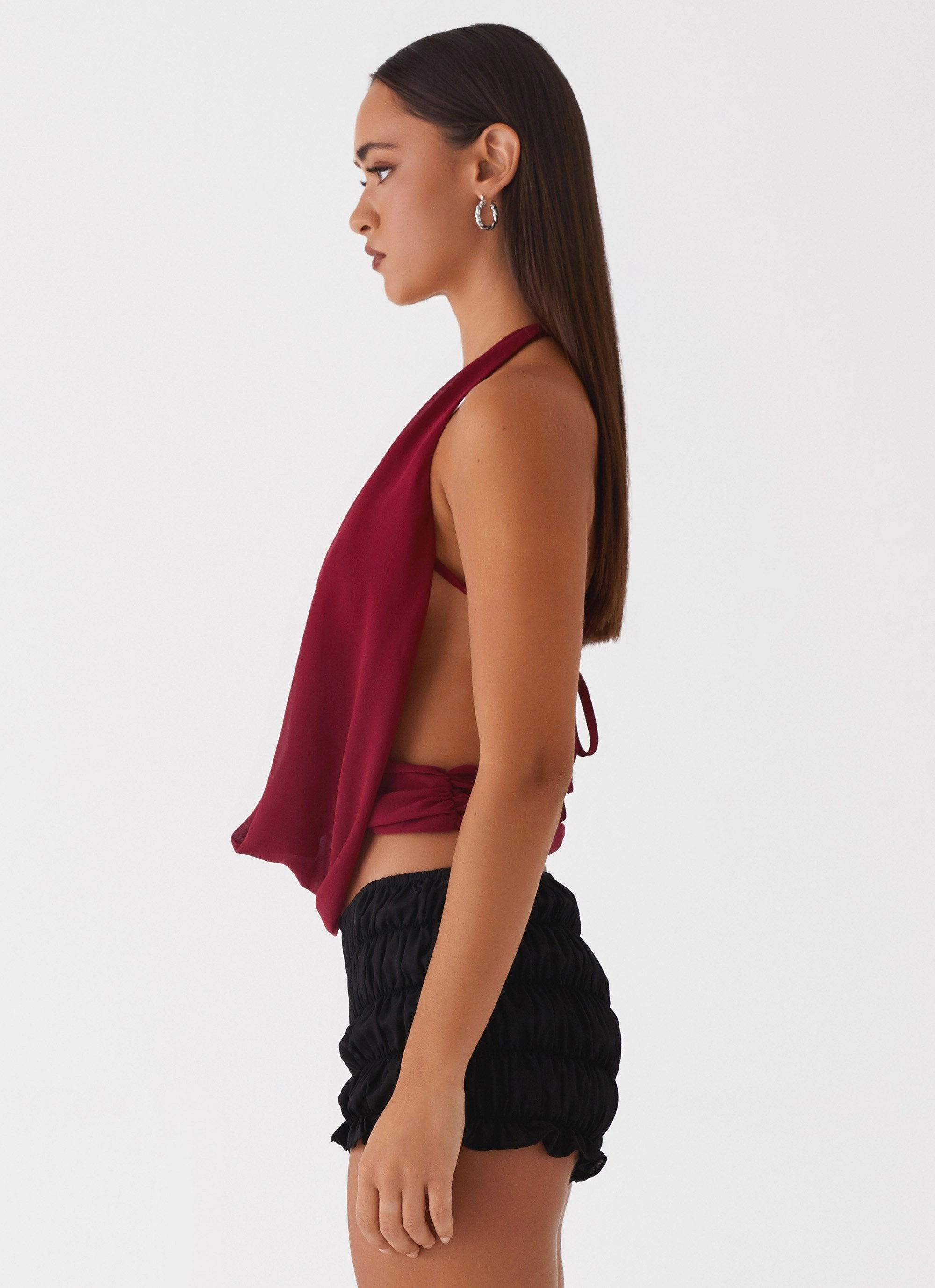 Sawyer Mesh Top - Maroon Sun Protective Fabric