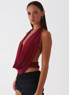 Weighted Hem Trim NonIrritatingEdges Sawyer Mesh Top - Maroon