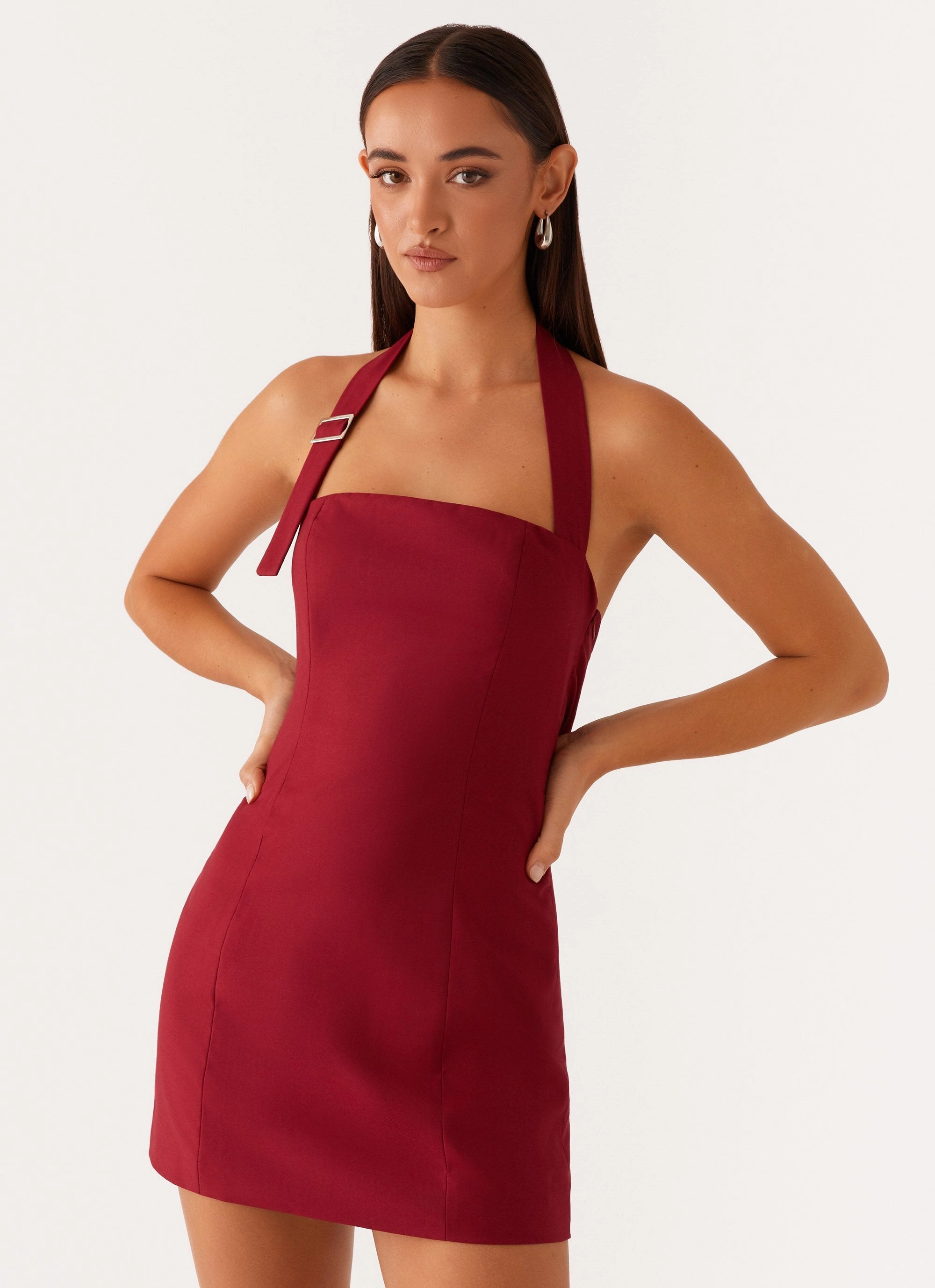 Bianca Halter Dress - Red Clean Drape Natural Aesthetic