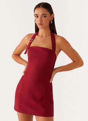 Bianca Halter Dress - Red Clean Drape Natural Aesthetic