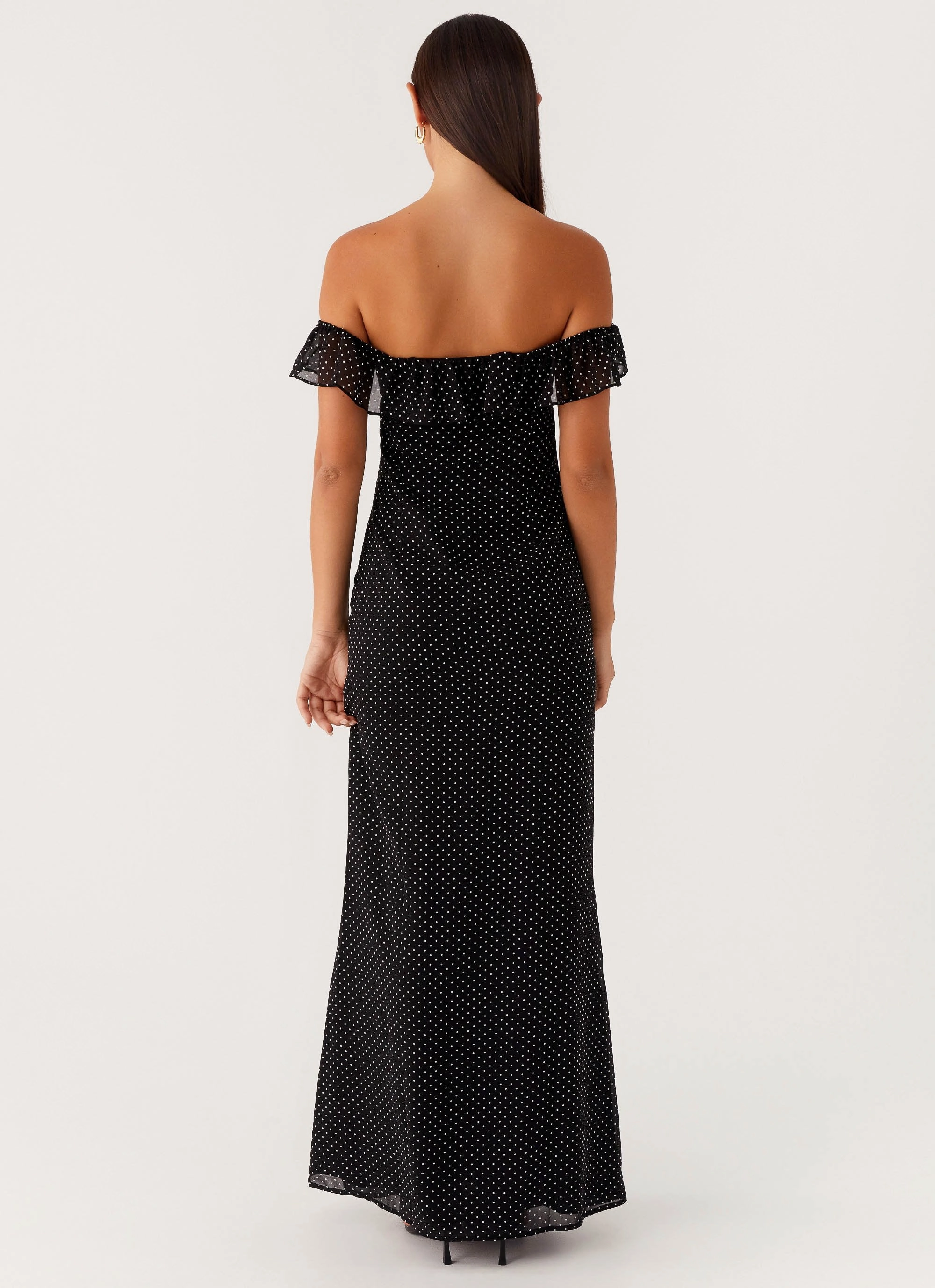Scarlet Cherry Maxi Dress - Black Polka Dot Magic Day