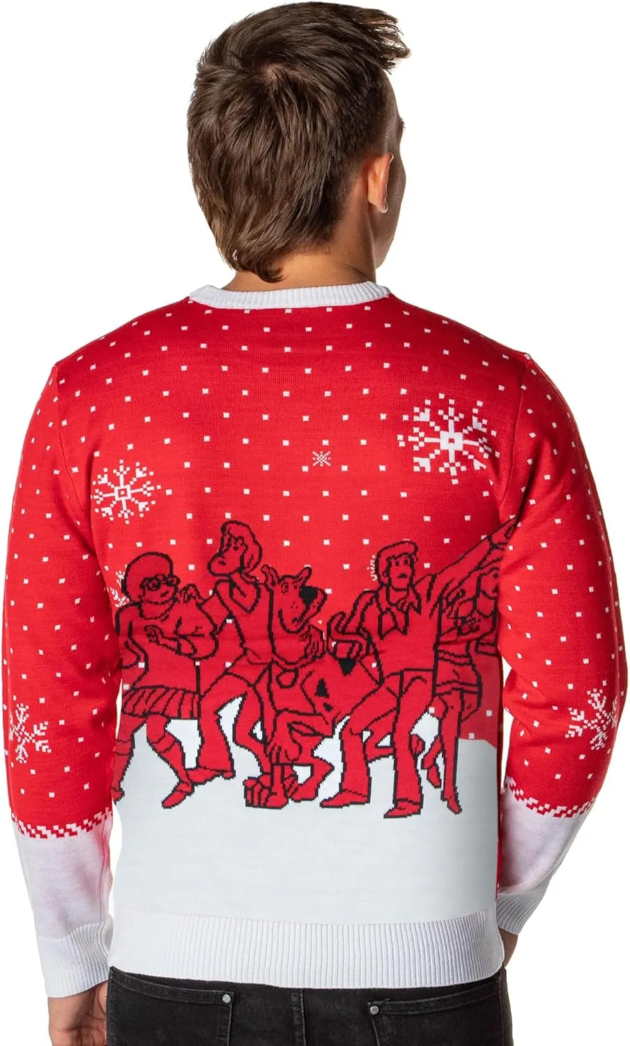 Scooby Doo Men's Ruh-Roh! Santa Scooby Christmas Ugly Sweater Knit Pullover
