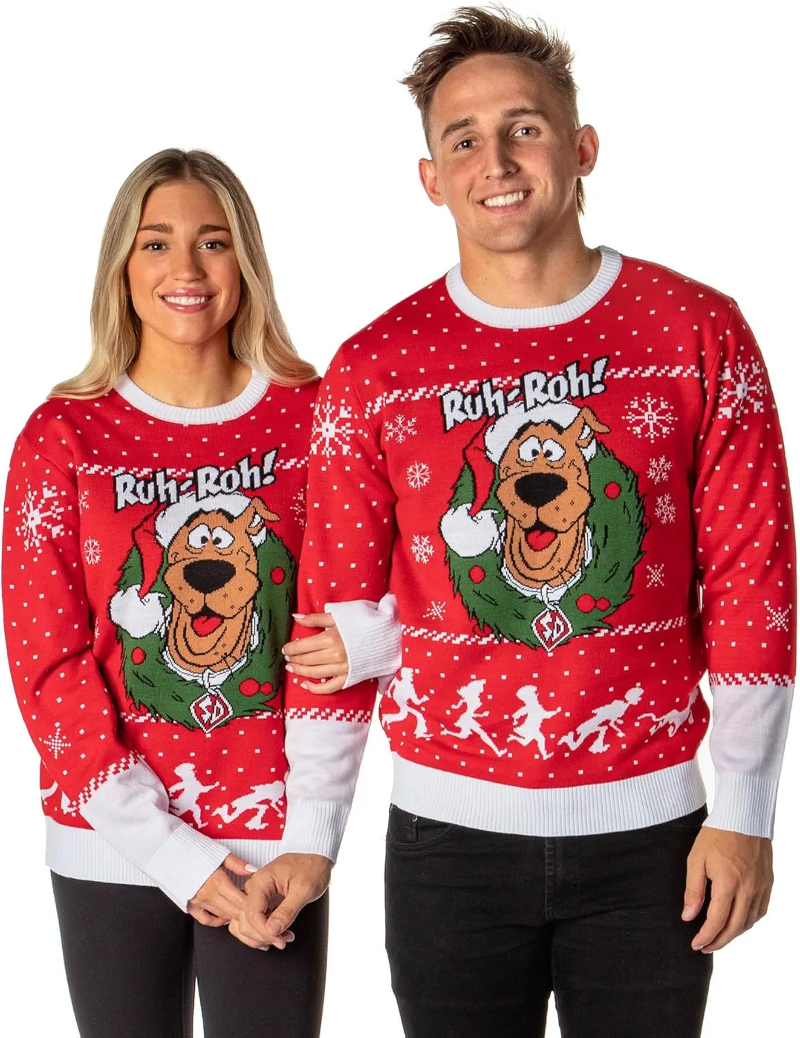 Scooby Doo Men's Ruh-Roh! Santa Scooby Christmas Ugly Sweater Knit Pullover