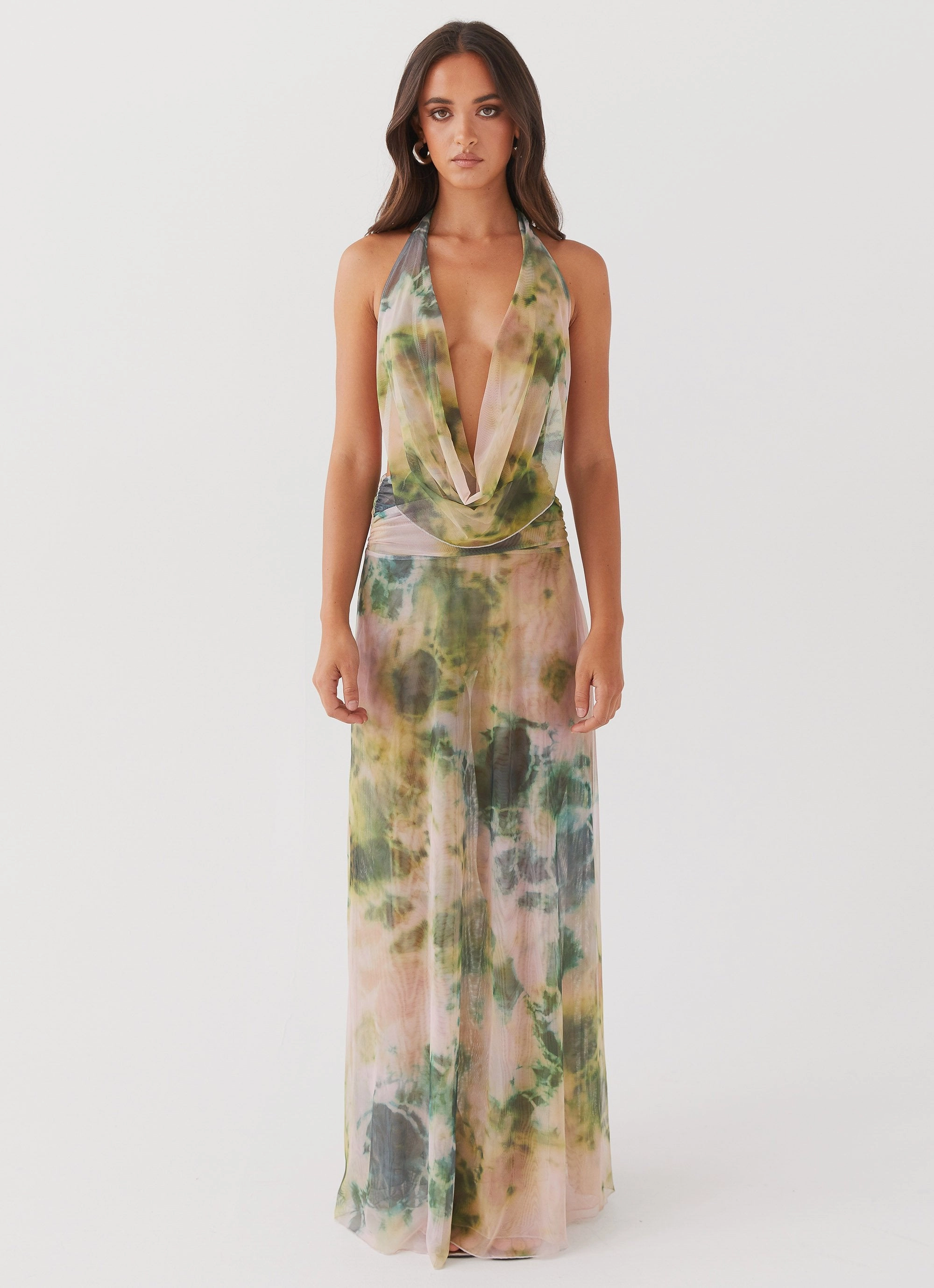 Elysia Mesh Maxi Dress - Rainforest Daywear Comfort Soft Gradient