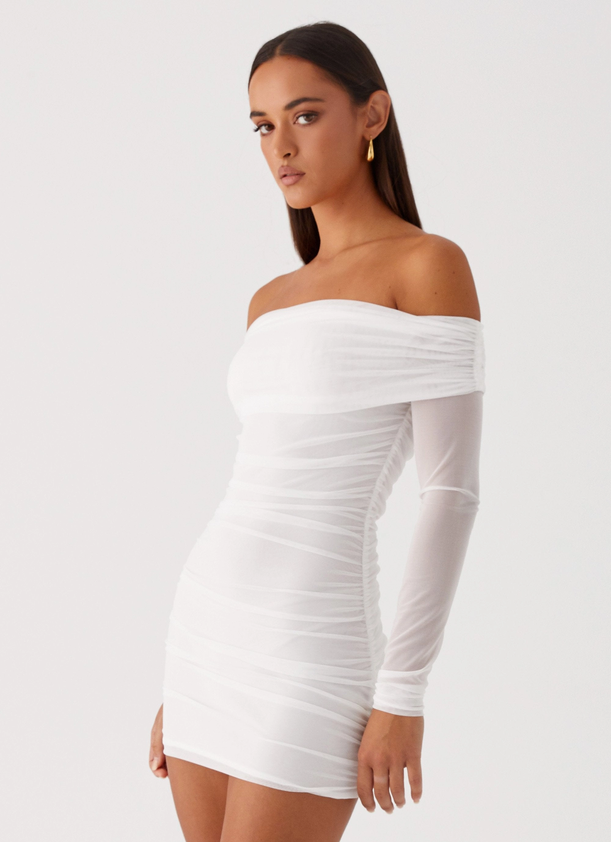Effortless Touch Fall Flow Liquid Spirit Mini Dress - White