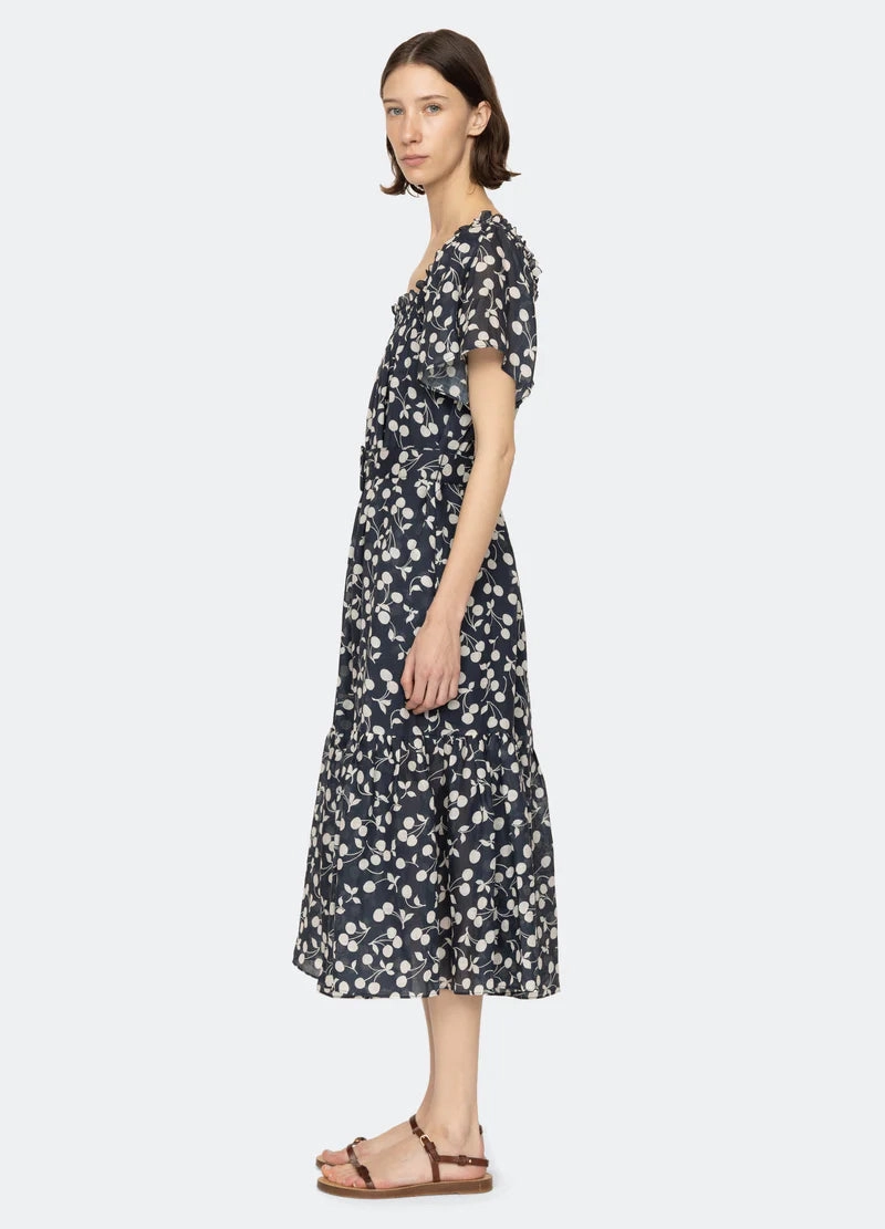 Sea NY Cheri Print Short Sleeve Midi Dress Trendy Tailoring