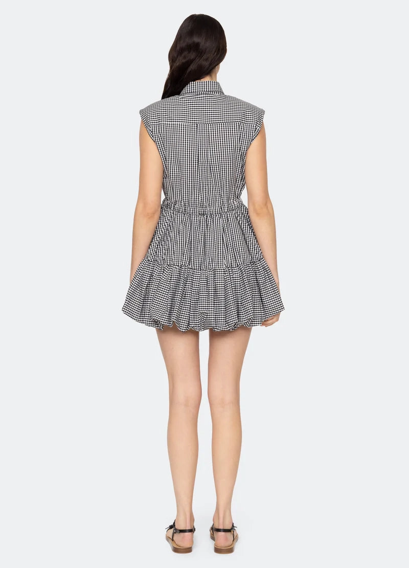 SEA NY Neci Gingham Bubble Dress Minimalist Elegance Euro Touch