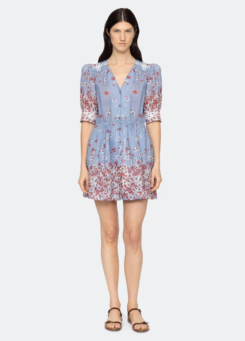 SEA NY Whitney Print Puff Sleeve Dress Daytime Mood Bright Feel