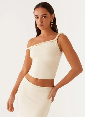 Reflective Accent Trim ErgonomicSleeves Solace Soul Twist Shoulder Top - Yellow