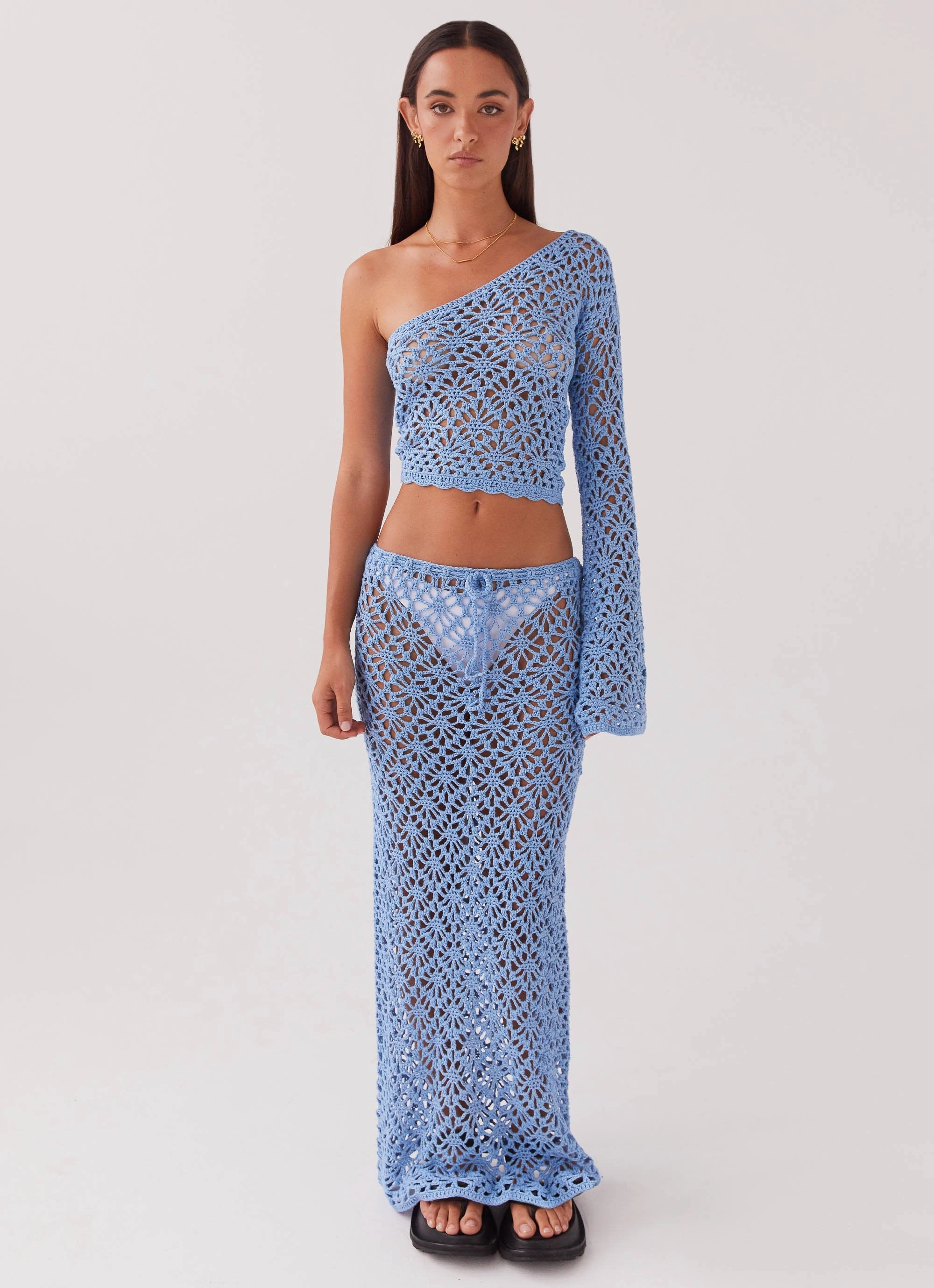 Classic Cut High Performance Blend Merliah Crochet Top - Blue
