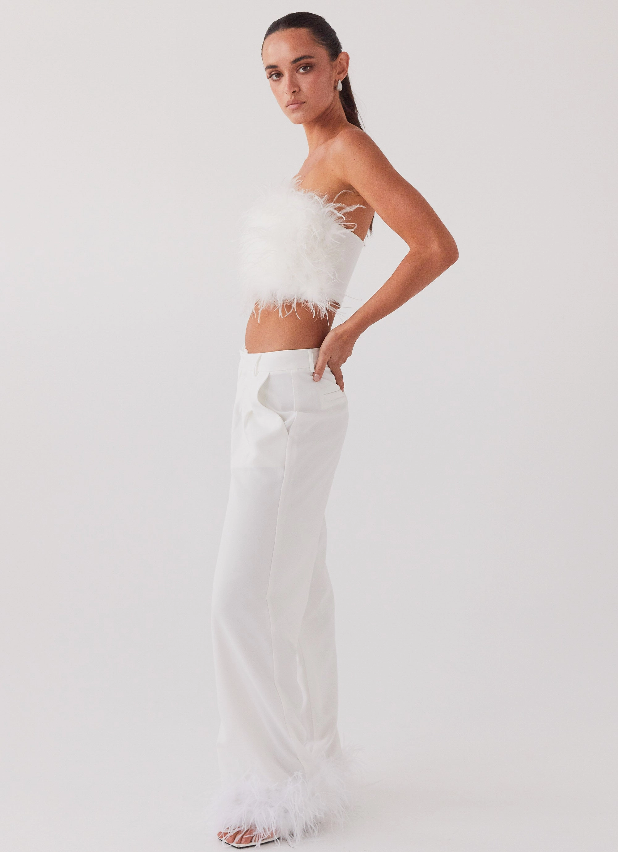Relaxed Fit Design Shake It Off Feather Pants - Snow