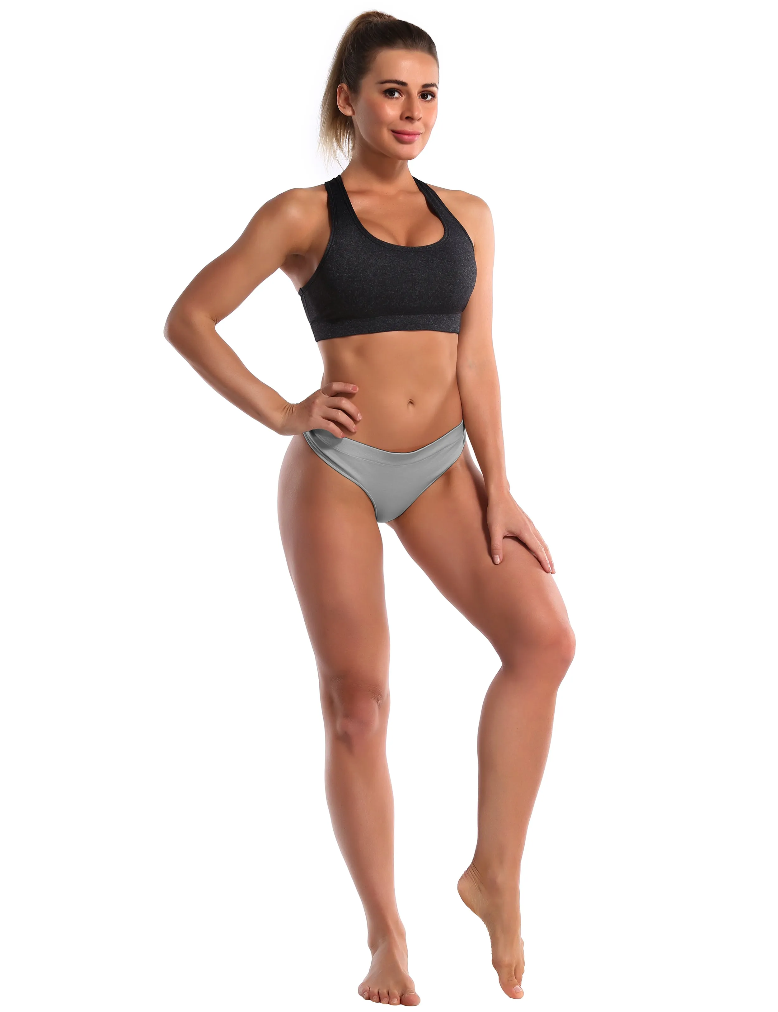 Seamless Sports Thongs Underwear gray_Running