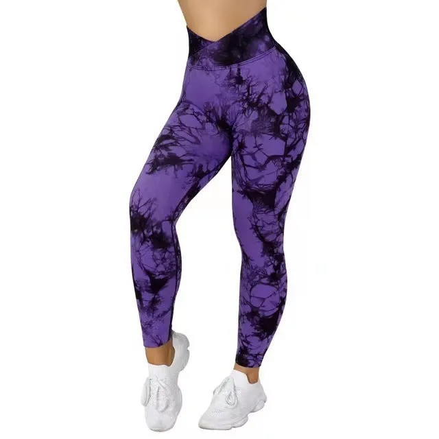 Seamless Tie Dye Leggings Women's Yoga Pants - GlamzLife