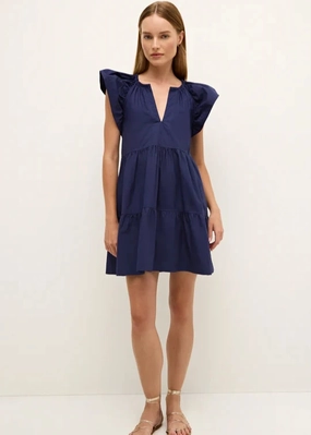 Marie Oliver Kara Dress Naval Silky Drape Grab Quick