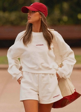 Contoured Silhouette Signature Cropped Sweatshirt - Ivory