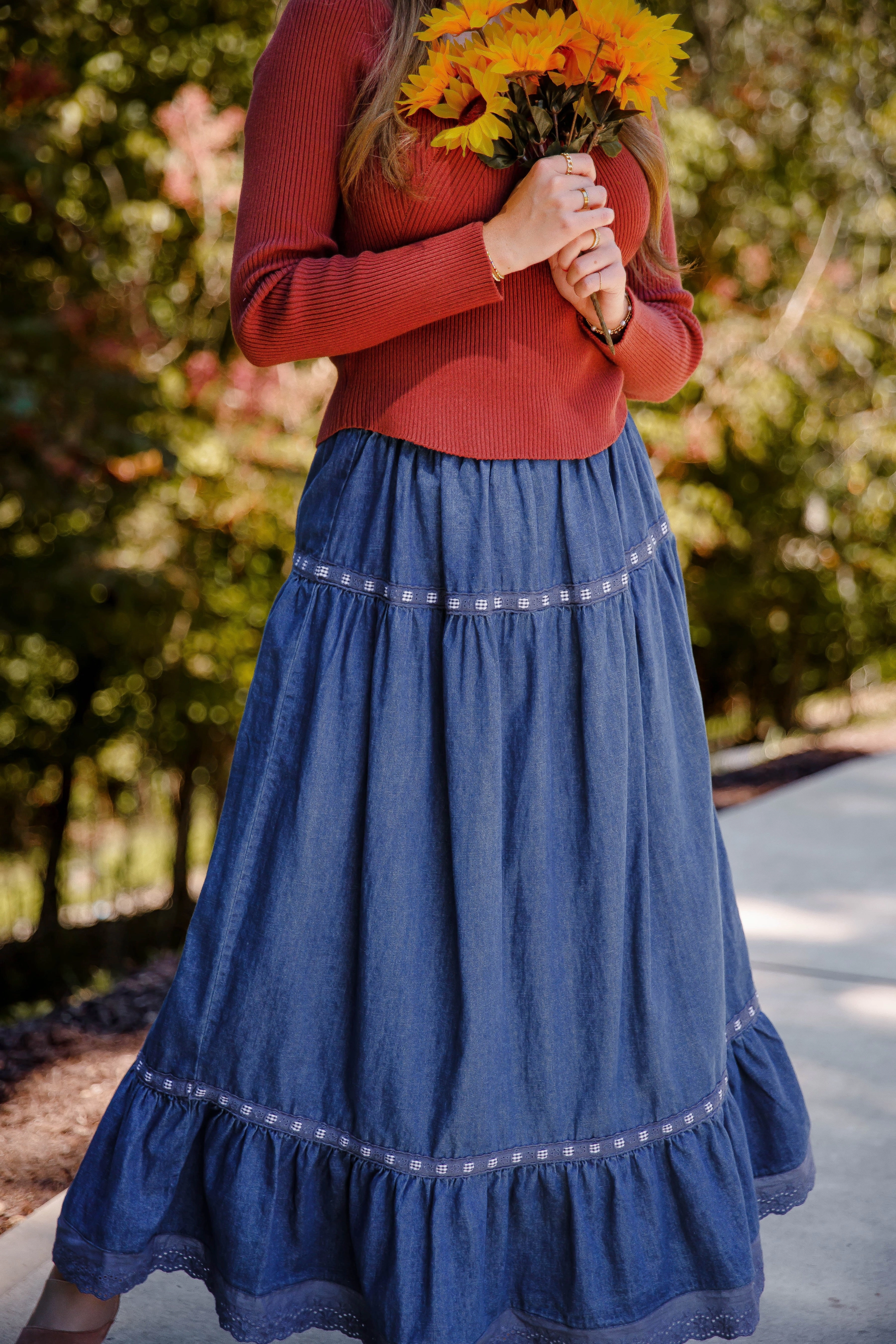 Day To Night Just A Dream Denim Maxi Skirt