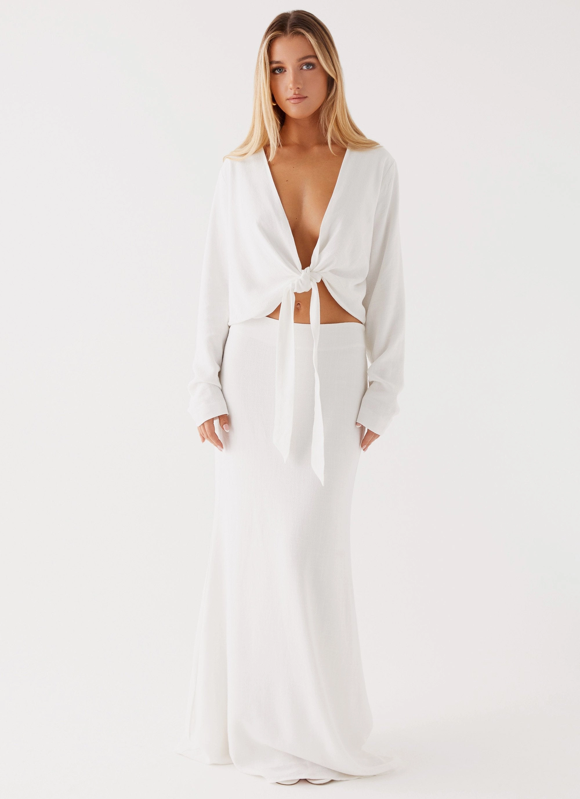 Parker Linen Maxi Skirt - White Daily Essential Abrasion Resistant Edging