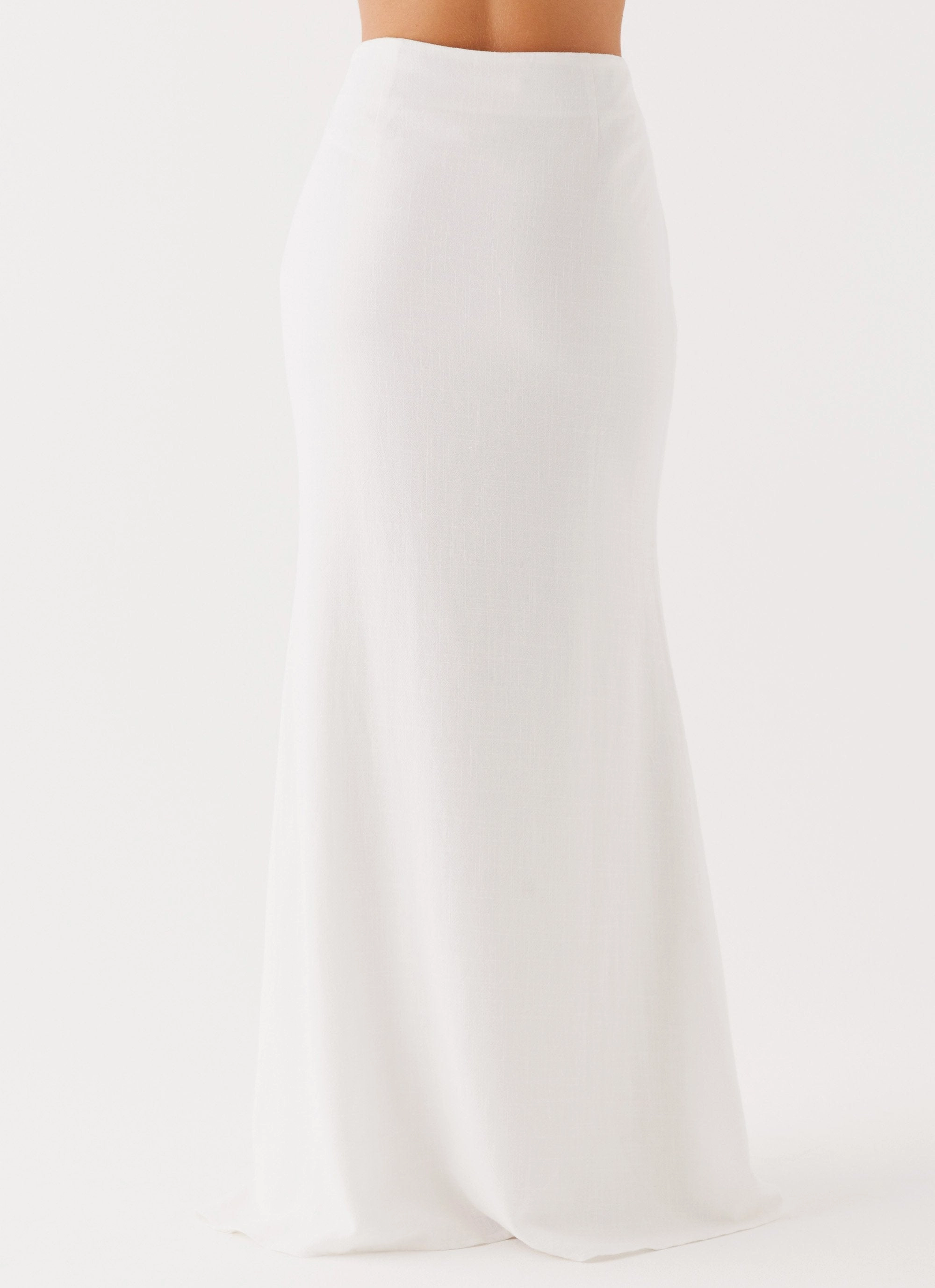 Parker Linen Maxi Skirt - White Two Tone Design