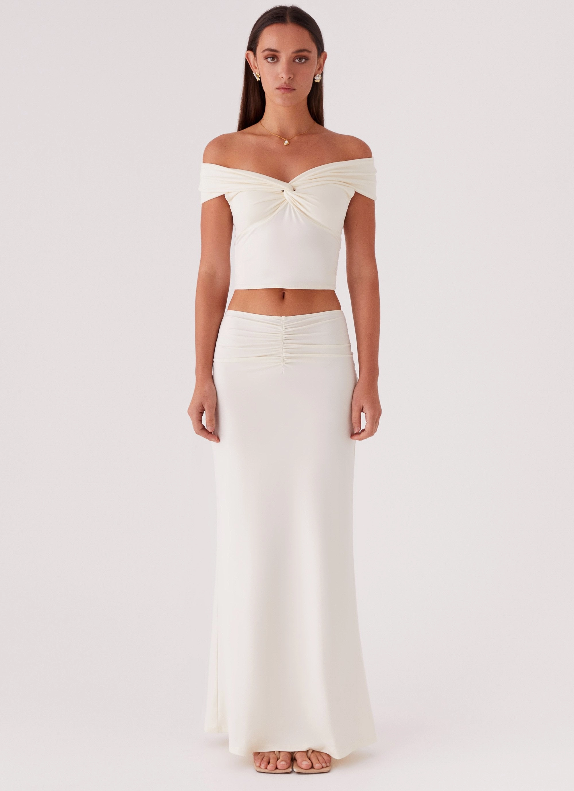 Trixie Twist Off Shoulder Top - Ivory LowProfileZipperSystem ReinforcedStitching