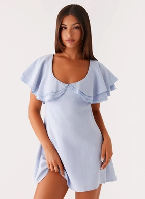 Taye Linen Mini Dress - Blue Chill Vibes Light Mood