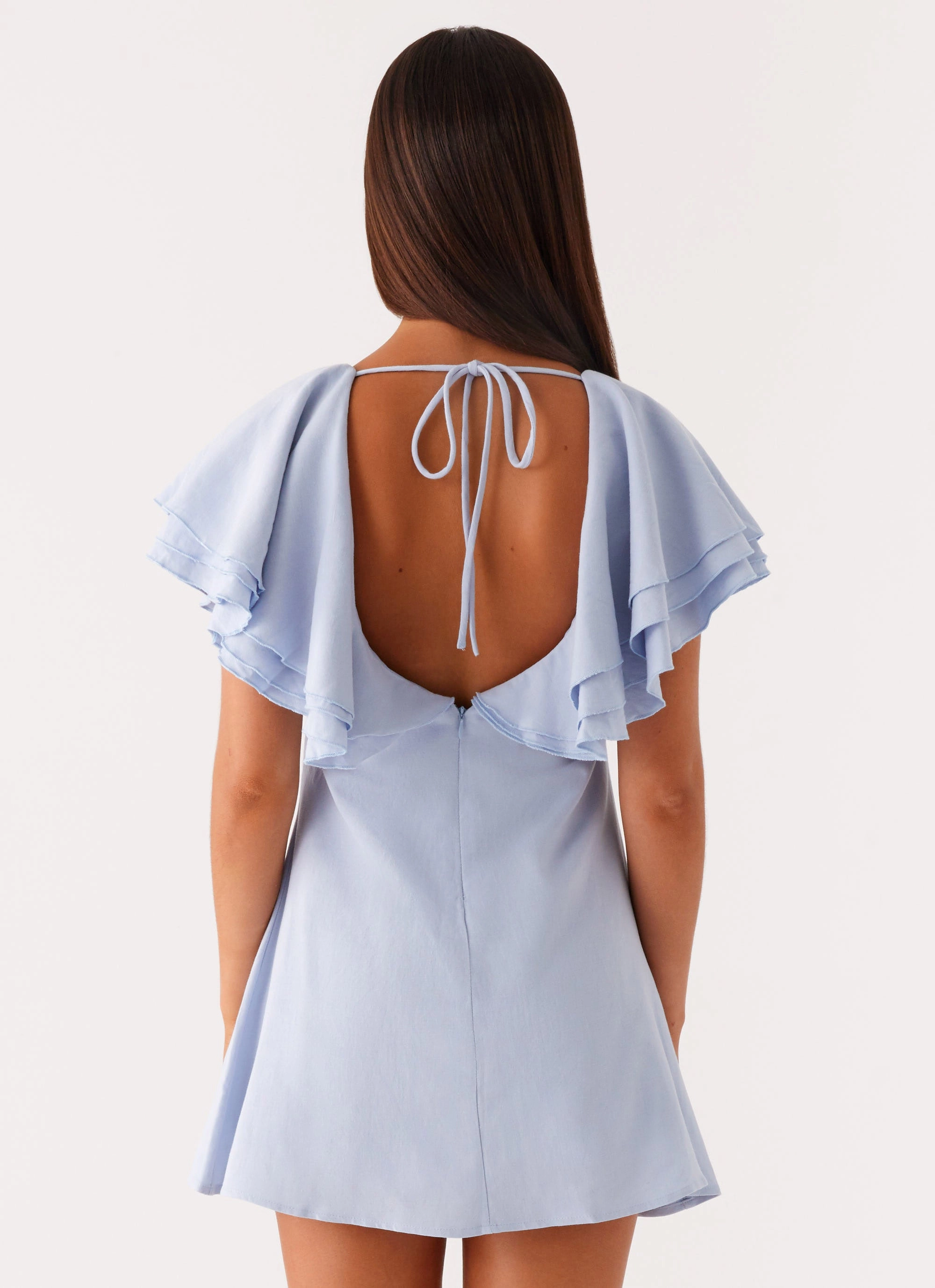 Taye Linen Mini Dress - Blue Vintage feel Street Motion