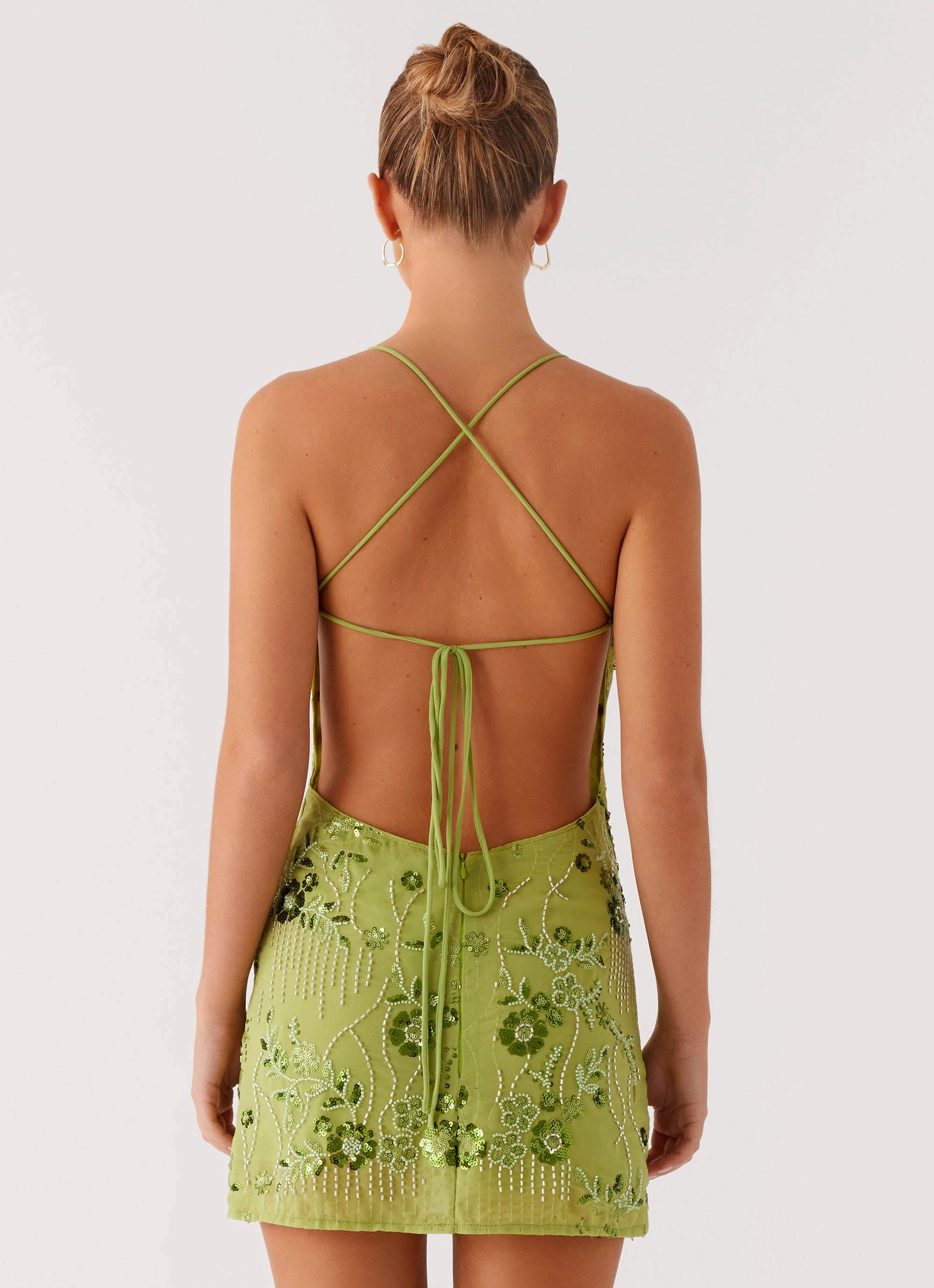 Vietta Sequin Cami Mini Dress - Lime Work Option