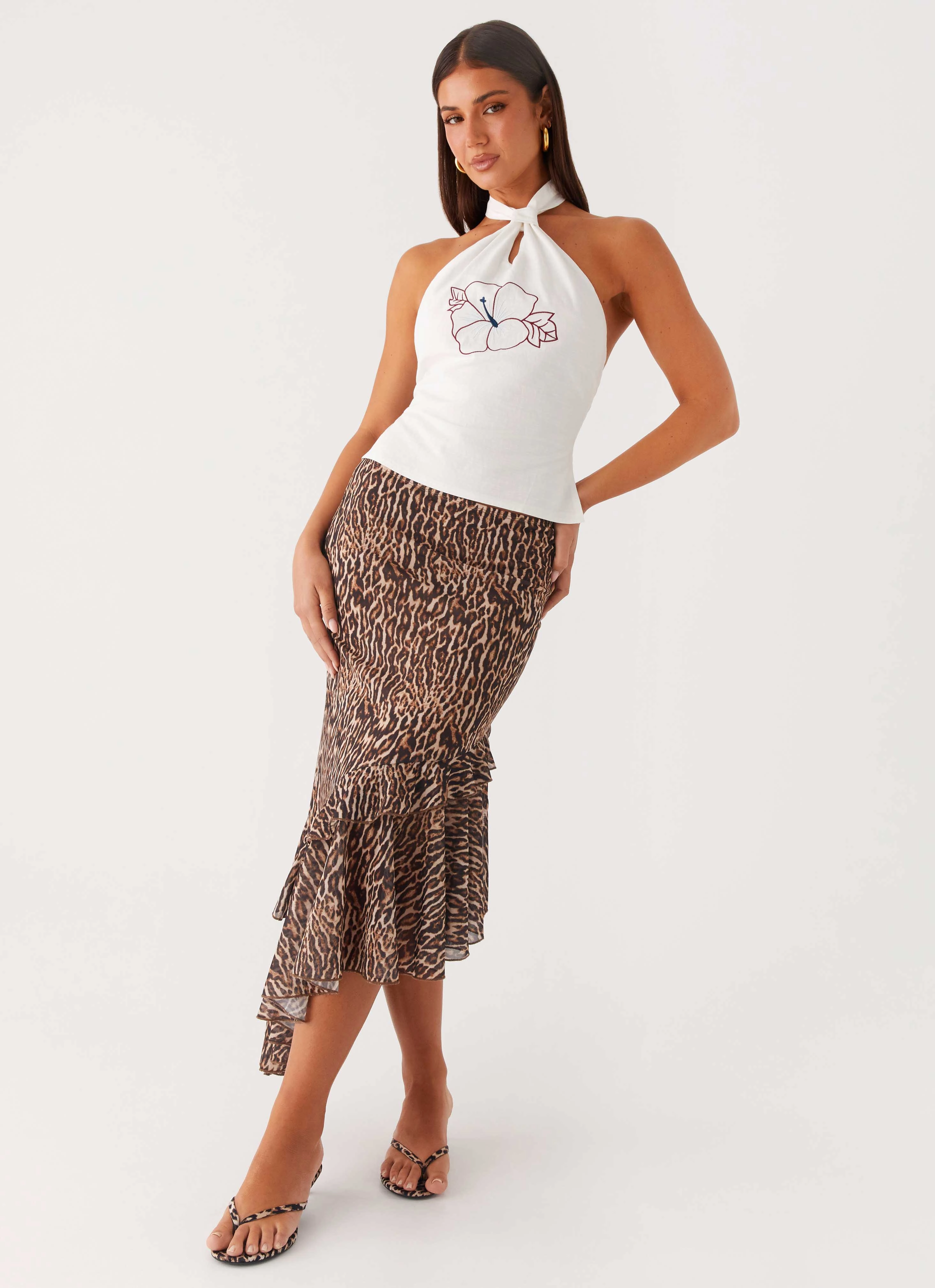 Sophisticated Look Wild Tide Midi Skirt - Cheetah