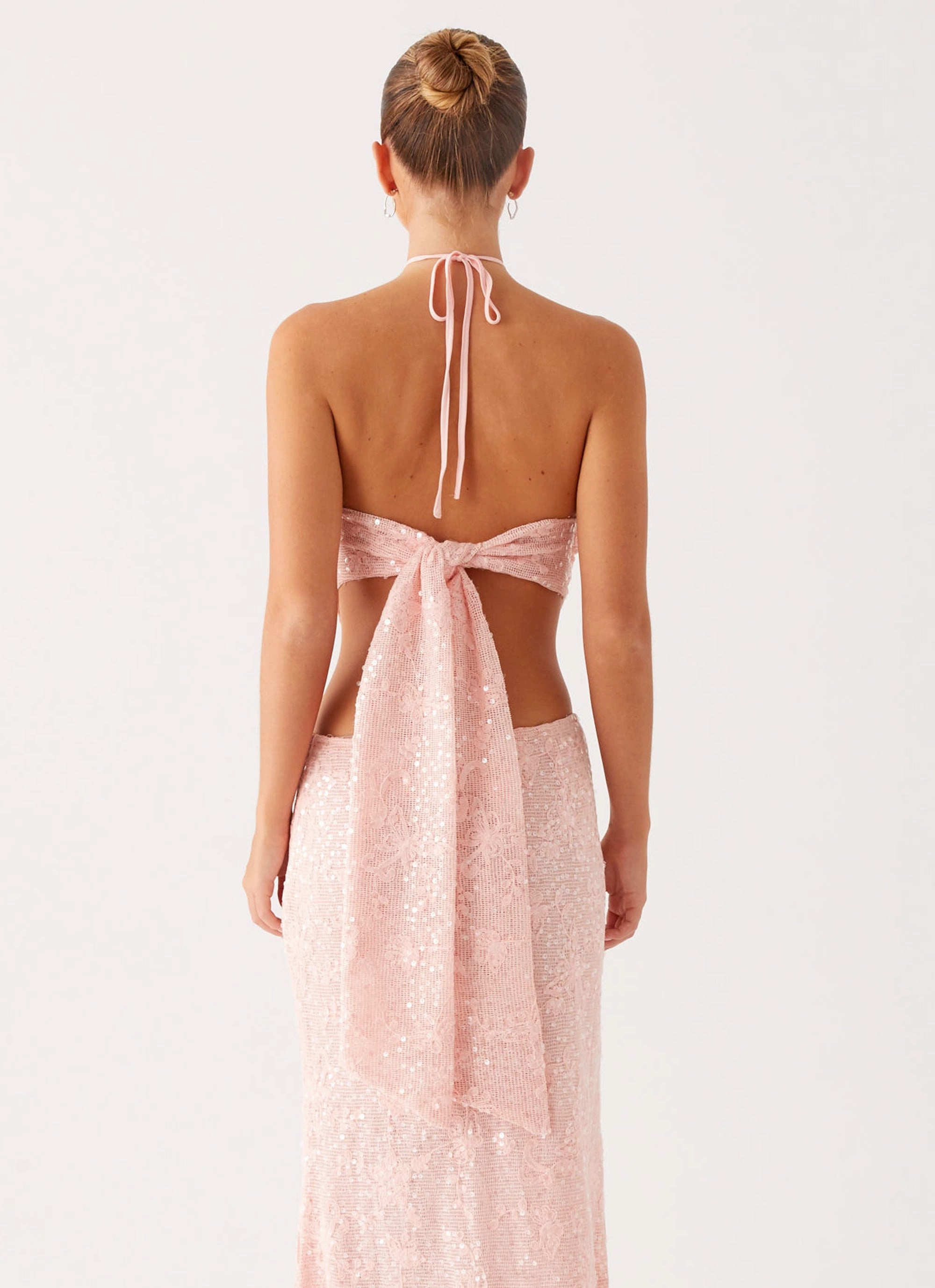 Queenie Sequin Halter Top - Pink SeamlessDesign