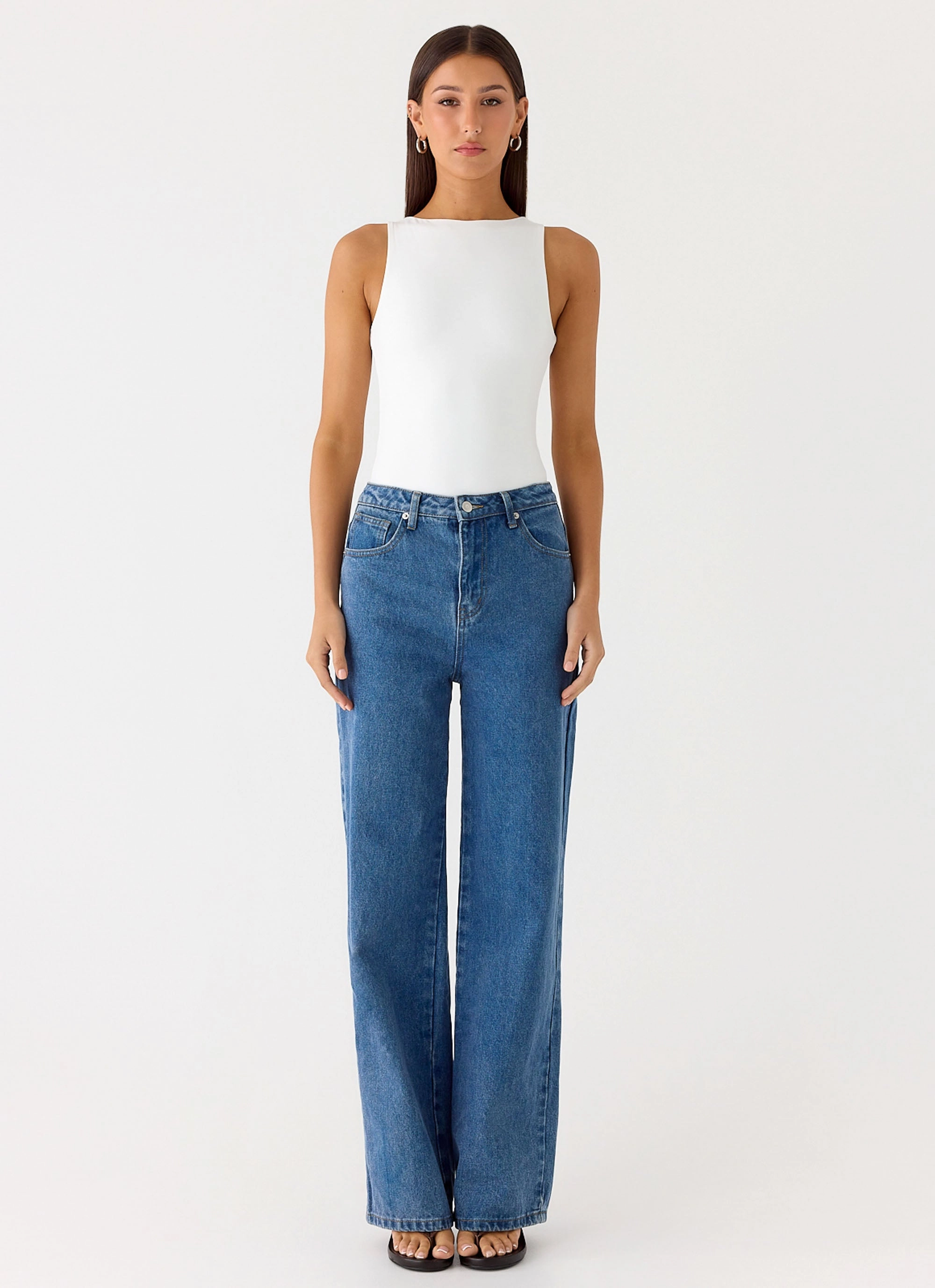 Vincenza Bodysuit - White Roll Up Sleeve System
