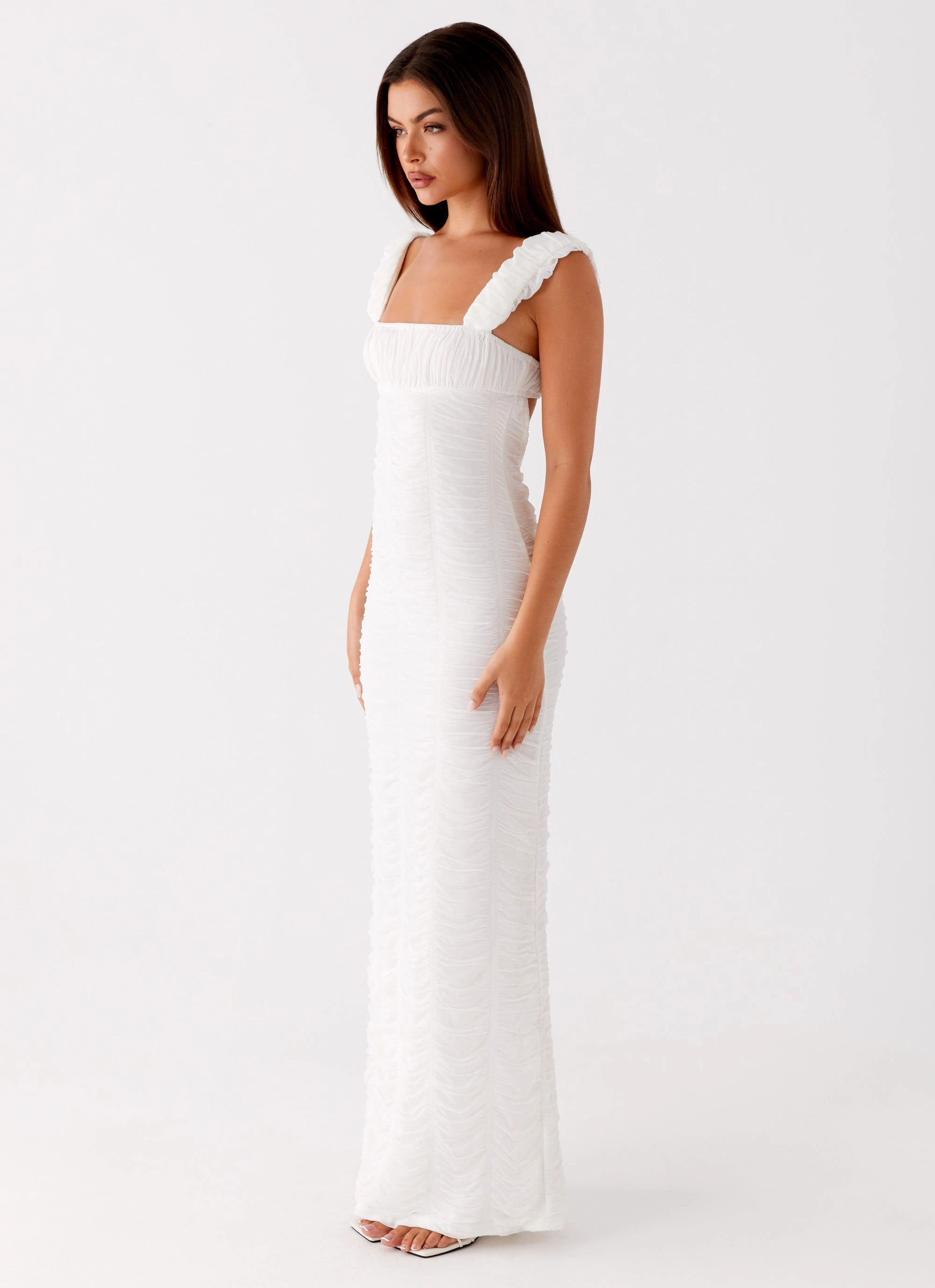 Senses Midi Dress - White Dew Tone