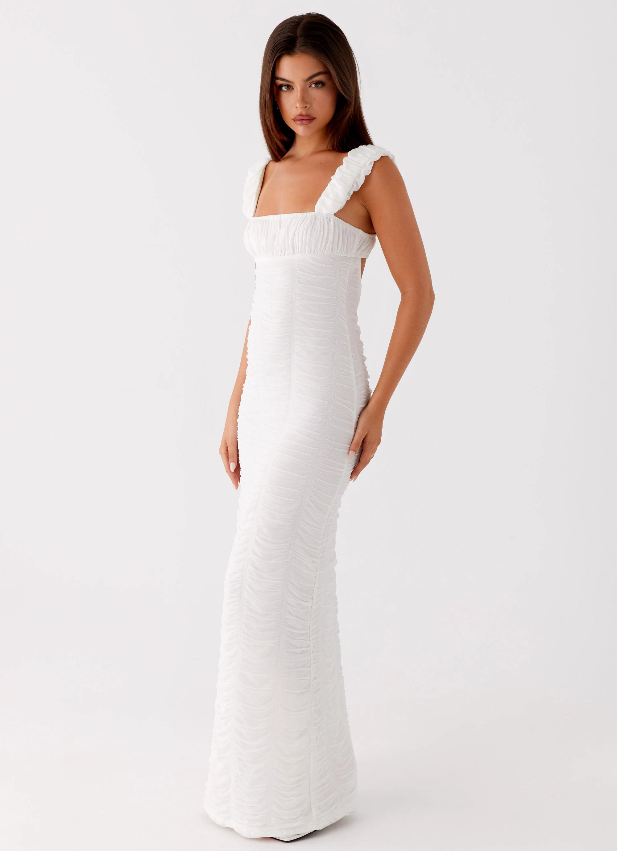 Senses Midi Dress - White Practical work-to-play piece Gentle Glow