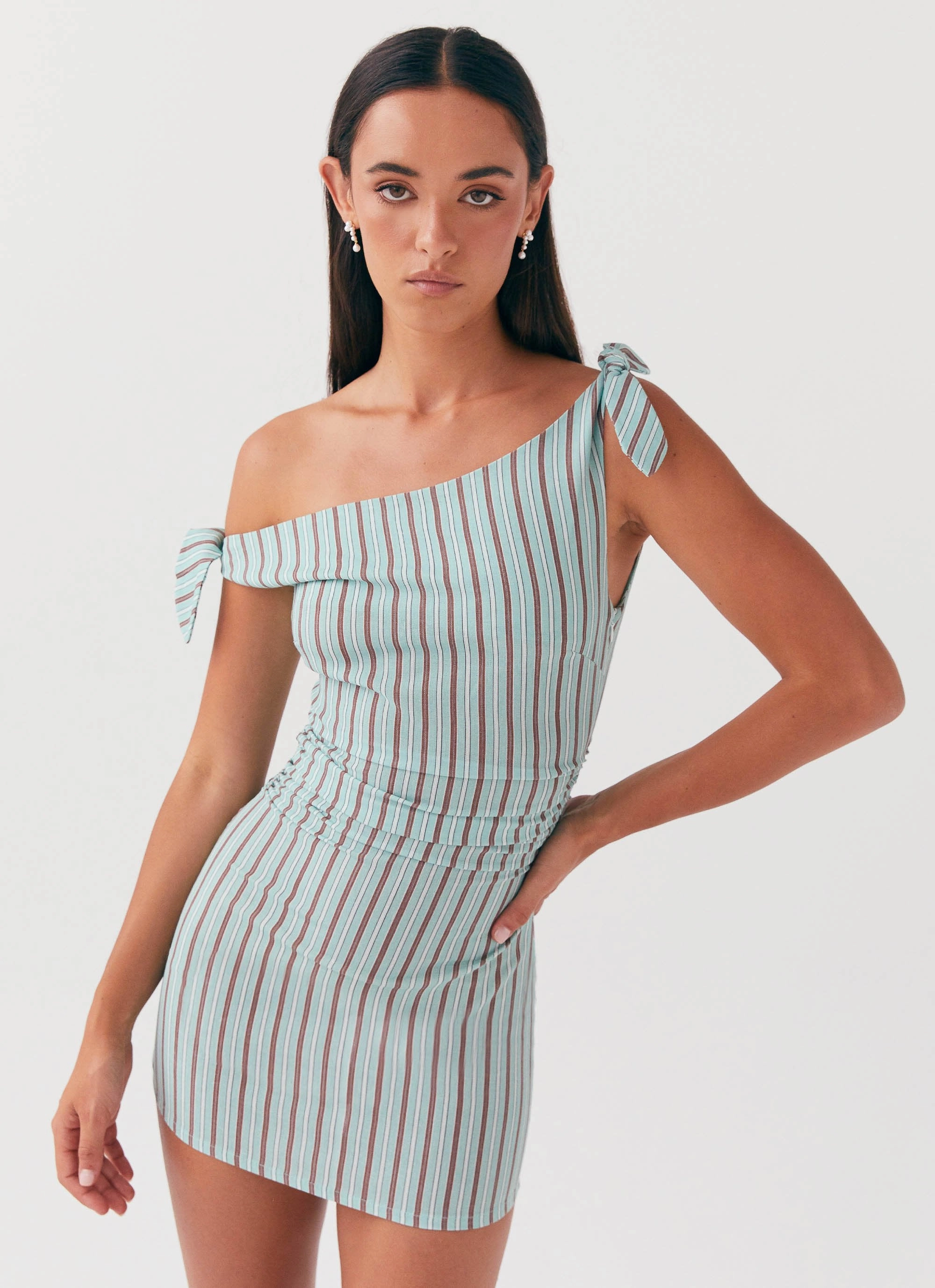 Amazonia Linen Mini Dress - Coastal Stripe Gender Inclusive Smart Fit