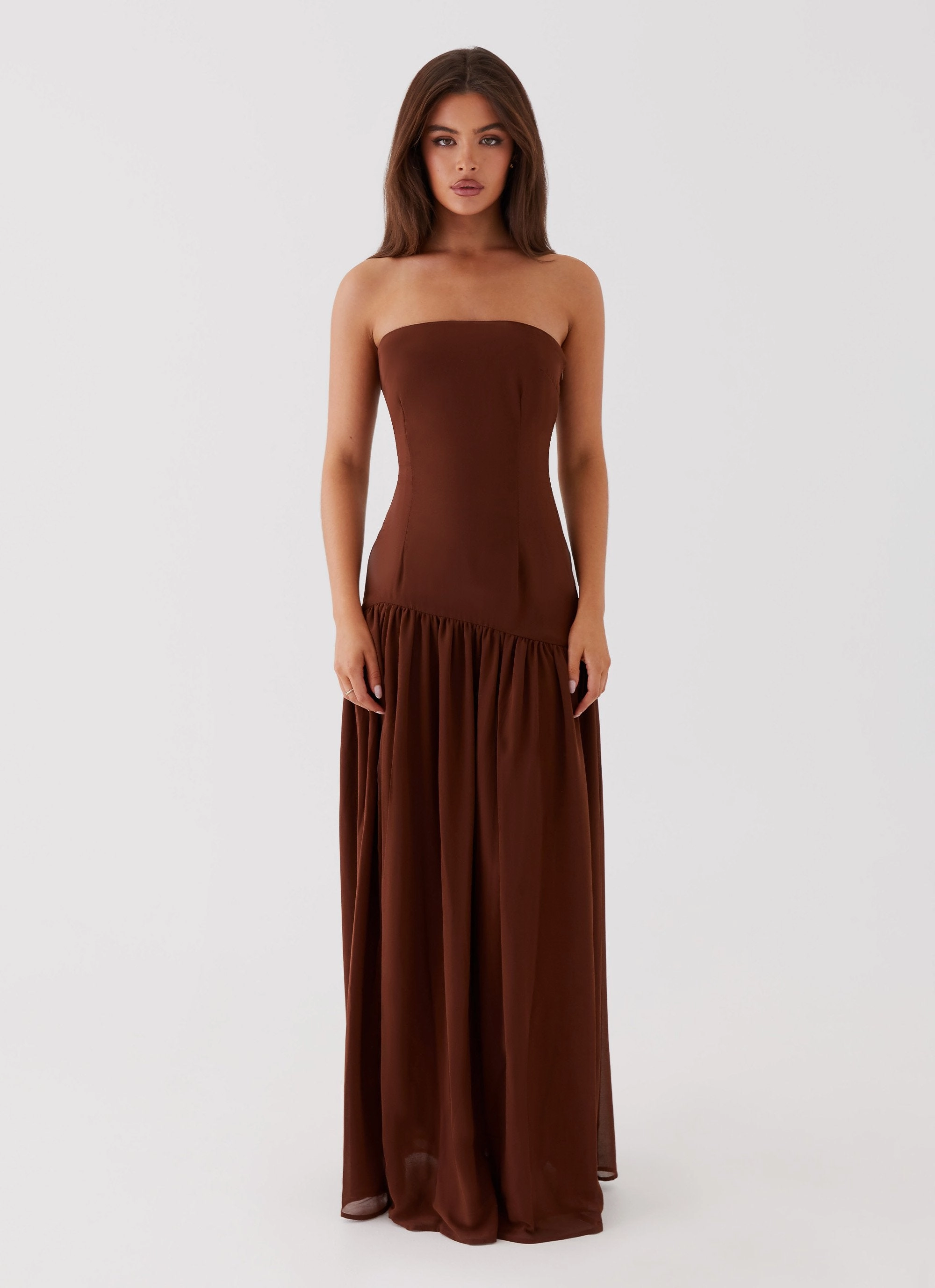 Eden Strapless Maxi Dress - Brown Romantic Vibes Polished Design