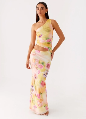 Seranella One Shoulder Maxi Dress - Sunburst Floral Floral-Pattern