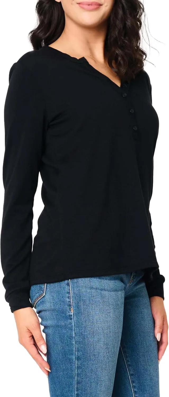 Serene Mornings Henley Top Long Sleeve Lounge Top Sizes Vary